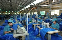 Xưởng may bao bì của Công ty TNHH một thành viên 76, xã Kiêu Kỵ, huyện Gia Lâm (Hà Nội). Ảnh: THANH TRÚC