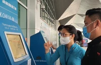 Kiosk check-in tại sân bay Vinh. (Ảnh: Hãng hàng không Vietnam Airlines cung cấp)