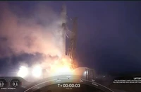 Tên lửa SpaceX Falcon phóng vệ tinh do thám NROL-85 từ Căn cứ Lực lượng Không gian Vandenberg ở California ngày 17/4. (Ảnh: SpaceX)