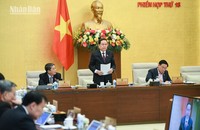Phó Chủ tịch Thường trực Quốc hội Trần Thanh Mẫn điều hành nội dung thảo luận sáng 14/12. (Ảnh: DUY LINH)