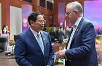 Thủ tướng Chính phủ Phạm Minh Chính gặp Thủ tướng Australia Anthony Albanese nhân dịp dự Hội nghị Cấp cao ASEAN 43 tại Indonesia. (Ảnh: TUẤN ANH)