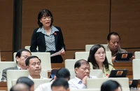 Đại biểu Nguyễn Thị Mai Phương (đoàn Gia Lai) góp ý kiến hoàn thiện dự thảo Luật Đường bộ. (Ảnh: DUY LINH)