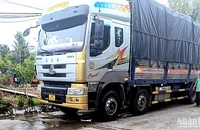Xe tải khủng gây hư hỏng cầu dân sinh bắt ngang thị trấn Trần Văn Thời, tỉnh Cà Mau.
