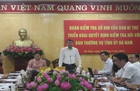 Đồng chí Lê Minh Hưng, Bí thư Trung ương Đảng, Chánh Văn phòng Trung ương Đảng, Trưởng Đoàn kiểm tra phát biểu tại hội nghị.