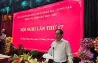 Đồng chí Phạm Viết Thanh, Ủy viên Trung ương Đảng, Bí thư Tỉnh ủy Bà Rịa-Vũng Tàu phát biểu tại hội nghị.