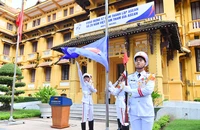 Lá cờ ASEAN tung bay tại trụ sở Bộ Ngoại giao trong ngày kỷ niệm 57 năm Ngày thành lập ASEAN và 29 năm Việt Nam gia nhập ASEAN.