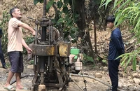 Khoan giếng lấy nước sinh hoạt phục vụ người dân tại xã Mù Sang, huyện Phong Thổ, tỉnh Lai Châu.