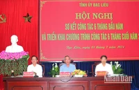 Các đồng chí Thường trực Tỉnh ủy Bạc Liêu chủ trì hội nghị.