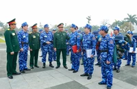 Thượng tướng Huỳnh Chiến Thắng kiểm tra công tác chuẩn bị của bộ đội trong luyện tập chuyển trạng thái sẵn sàng chiến đấu tại Bộ Tư lệnh Cảnh sát biển.