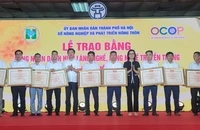 Lãnh đạo Sở Nông nghiệp và Phát triển nông thôn Hà Nội trao bằng công nhận làng nghề, làng nghề truyền thống.