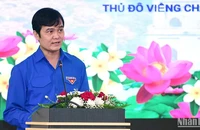 Đồng chí Bùi Quang Huy phát biểu tại Lễ khai mạc chương trình "Gặp gỡ hữu nghị thanh niên Việt Nam-Lào năm 2023". (Ảnh: Trịnh Dũng)