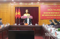 Đồng chí Nguyễn Quốc Đoàn, Ủy viên Trung ương Đảng, Bí thư Tỉnh ủy Lạng Sơn chủ trì hội nghị giao ban.