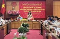 Đồng chí Đào Hồng Lan, Ủy viên Trung ương Đảng, Bộ trưởng Y tế, phát biểu tại buổi làm việc với lãnh đạo tỉnh Lạng Sơn. 