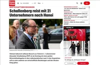 Tờ Kronen Zeitung của Áo đưa tin về chuyến thăm. (Ảnh: Chụp màn hình)