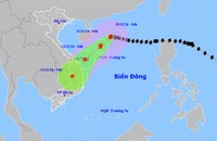 Vị trí và hướng di chuyển của bão số 7 lúc 4 giờ ngày 10/11. (Nguồn: nchmf.gov.vn)