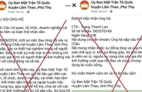 Fanpage giả mạo Ủy ban Mặt trận Tổ quốc huyện Lâm Thao.