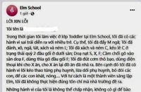 Bức thư xin lỗi được cho là của cô giáo có hành vi bỏ đói, bạo hành trẻ mầm non. (Ảnh chụp từ màn hình) 