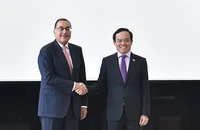Phó Thủ tướng Trần Lưu Quang và Thủ tướng Ai Cập Mostafa Madbouly. Ảnh: BNG