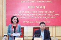 Trưởng Ban Tổ chức Trung ương Trương Thị Mai phát biểu chỉ đạo Hội nghị. (Ảnh: TTXVN) 