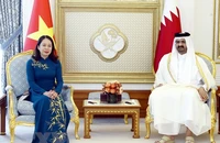Phó Chủ tịch nước Võ Thị Ánh Xuân và Phó Quốc vương Qatar H.H. Sheikh Abdullah Bin Hamad Al Thani tại buổi hội đàm. (Ảnh: Lâm Khánh/TTXVN)