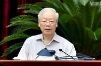 Tổng Bí thư Nguyễn Phú Trọng phát biểu chỉ đạo Hội nghị. (Ảnh: ĐĂNG KHOA)