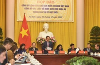 Phó Chủ nhiệm Văn phòng Chủ tịch nước Phạm Thanh Hà chủ trì họp báo; (Ảnh VGP)