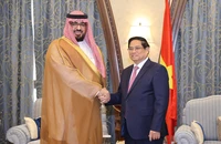 Thủ tướng Chính phủ Phạm Minh Chính và ông Faisal bin Fadhil Al-Ibrahim, Bộ trưởng Kinh tế và Kế hoạch Saudi Arabia. (Ảnh: NHẬT BẮC/VGP).