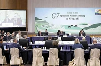 Các Bộ trưởng Nông nghiệp G7 nhóm họp ở Miyazaki, Nhật Bản. (Ảnh THE JAPAN NEWS)