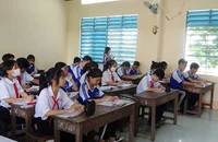 Lớp học của học sinh Khmer tại huyện Tri Tôn, tỉnh An Giang. (Ảnh TRẦN DŨNG)