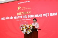 Phó Vụ trưởng Vụ Thị trường trong nước, Bộ Công thương Lê Việt Nga phát biểu ý kiến.