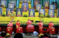 Màn trống hội tại Đại lễ giỗ Tổ họ Trần Việt Nam. (Ảnh Mai Tú)