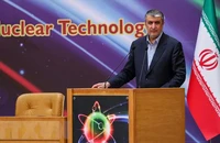 Người đứng đầu Cơ quan Năng lượng nguyên tử Iran (AEOI) Mohammad Eslami phát biểu tại Tehran. (Ảnh: AFP/TTXVN)