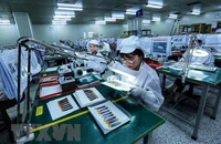 Hoạt động của một doanh nghiệp tại Khu Công nghiệp Yên Phong. (Ảnh: Danh Lam/TTXVN)