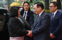 [Ảnh] Chủ tịch Quốc hội Vương Đình Huệ hội đàm với Chủ tịch Quốc hội Campuchia Samdech Khuon Sudary