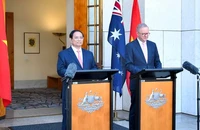 Thủ tướng Phạm Minh Chính và Thủ tướng Australia Anthony Albanese họp báo, thông báo nâng cấp quan hệ lên Đối tác chiến lược toàn diện giữa Việt Nam và Australia. (Ảnh: Nhật Bắc)
