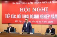Chủ tịch Ủy ban nhân dân thành phố Hà Nội Trần Sỹ Thanh chủ trì hội nghị.