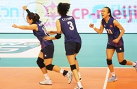 Đội tuyển bóng chuyền nữ Việt Nam thắng Hàn Quốc theo kịch bản không tưởng ở giải châu Á. (Ảnh: HT)