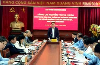 Đồng chí Nguyễn Trọng Nghĩa, Bí thư Trung ương Đảng, Trưởng Ban Tuyên giáo Trung ương phát biểu kết luận buổi làm việc.
