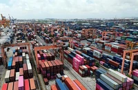 Kho bãi chứa container tại cảng Tân Vũ (Hải Phòng). (Ảnh: TTXVN)