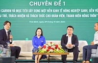 Các diễn giả, đại diện thanh niên khởi nghiệp nông nghiệp chia sẻ ý kiến tại Diễn đàn.