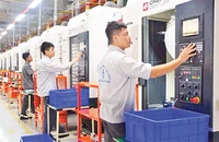 Sinh viên Trường cao đẳng Kỹ thuật - Công nghệ Vĩnh Phúc thực tập tại nhà máy.