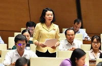 Đại biểu Mai Thị Phương Hoa góp ý kiến vào dự thảo Nghị quyết. (Ảnh: THỦY NGUYÊN)