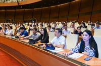 Đại biểu Quốc hội biểu quyết thông qua Nghị quyết. (Ảnh: DUY LINH)