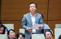 Đại biểu Nguyễn Đại Thắng (đoàn Hưng Yên) tham gia thảo luận ở hội trường chiều 31/10. (Ảnh: DUY LINH)