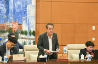 Trưởng Ban Dân nguyện Dương Thanh Bình báo cáo tại phiên họp. (Ảnh: DUY LINH)