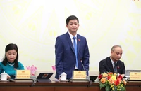 Tổng Thư ký Quốc hội, Chủ nhiệm Văn phòng Quốc hội Lê Quang Tùng chủ trì họp báo. (Ảnh: DUY LINH)