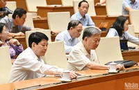 Các đại biểu Quốc hội biểu quyết thông qua Nghị quyết của Quốc hội về một số cơ chế, chính sách đặc biệt phát triển kinh tế tư nhân. (Ảnh: THỦY NGUYÊN)