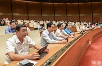 Các đại biểu Quốc hội dự phiên họp ở hội trường chiều 19/5. (Ảnh: BÙI GIANG)