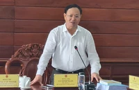 Thứ trưởng Tài nguyên và Môi trường Lê Minh Ngân phát biểu tại buổi làm việc.
