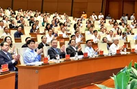 Tổng Bí thư Tô Lâm và các đồng chí lãnh đạo Đảng, Nhà nước tham dự hội nghị.